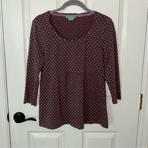 Boden Brown & Lavender Polka Dot Top